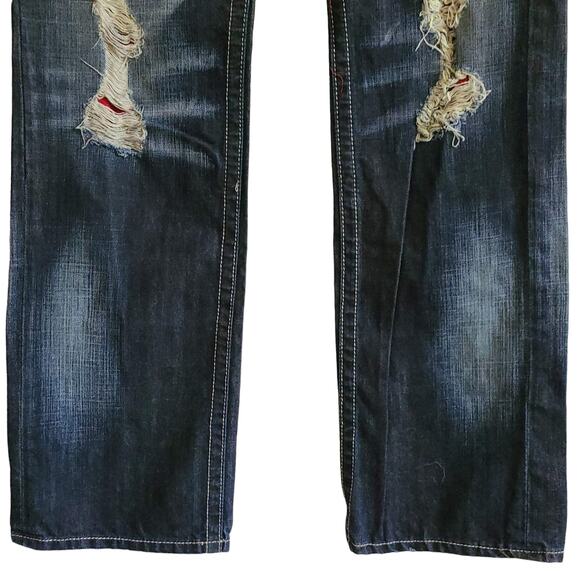 REMETEE Destructed Destroyed Straight Fit Jeans 04RS401 Men's 33‎ x 33 - Picture 5 of 16